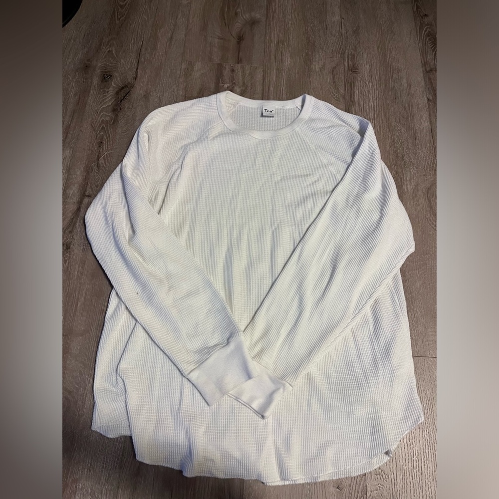TNA White Ribbed Crew Top - Picture 3 of 7